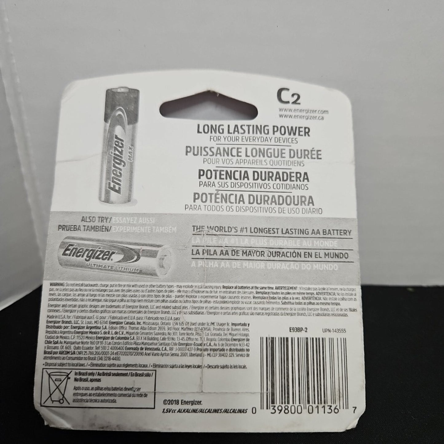 Energizer Max C 2 Pack Expires 12/2029