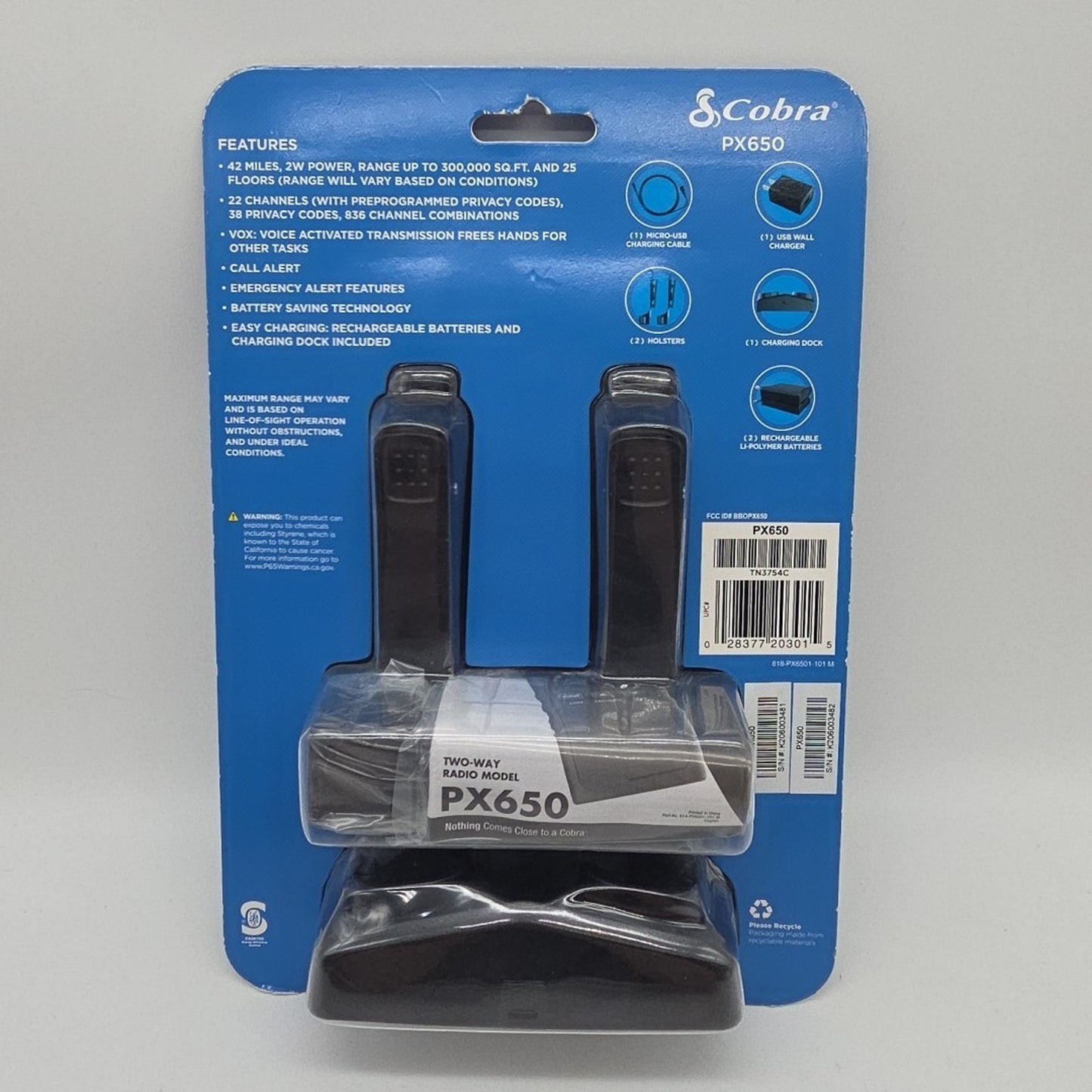 Cobra PX650 2-Pack Professional Business 2 Way FRS Walkie Talkie Radios
