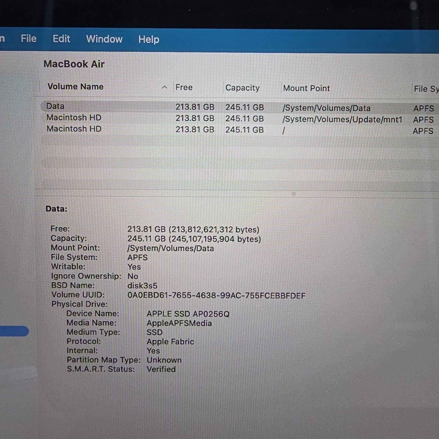 Apple MacBook Air 13” 2020 A2337 M1 Chip 8GB RAM 256GB SSD Space Gray L191