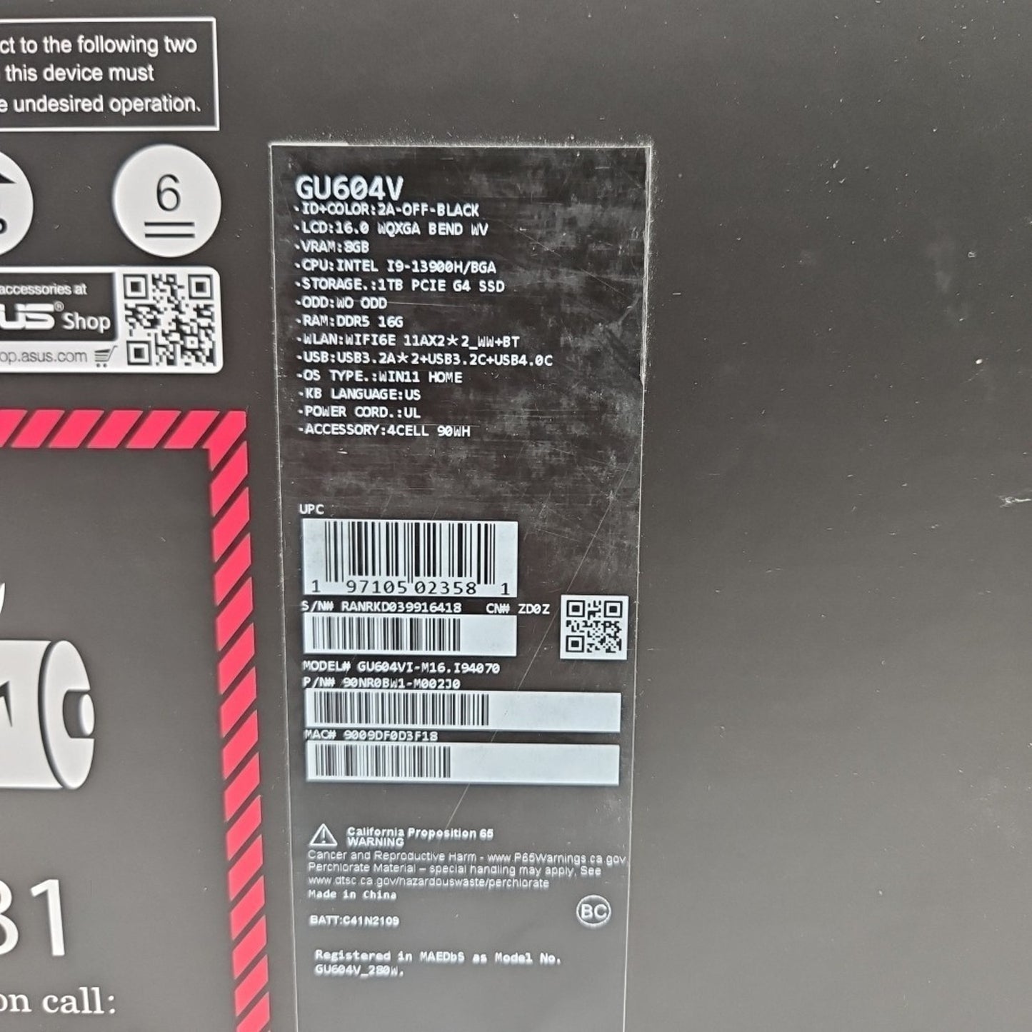 ASUS ROG Zephyrus M16 16" - Intel Core i9 - RTX 4070 - 1TB SSD - 16GB RAM
