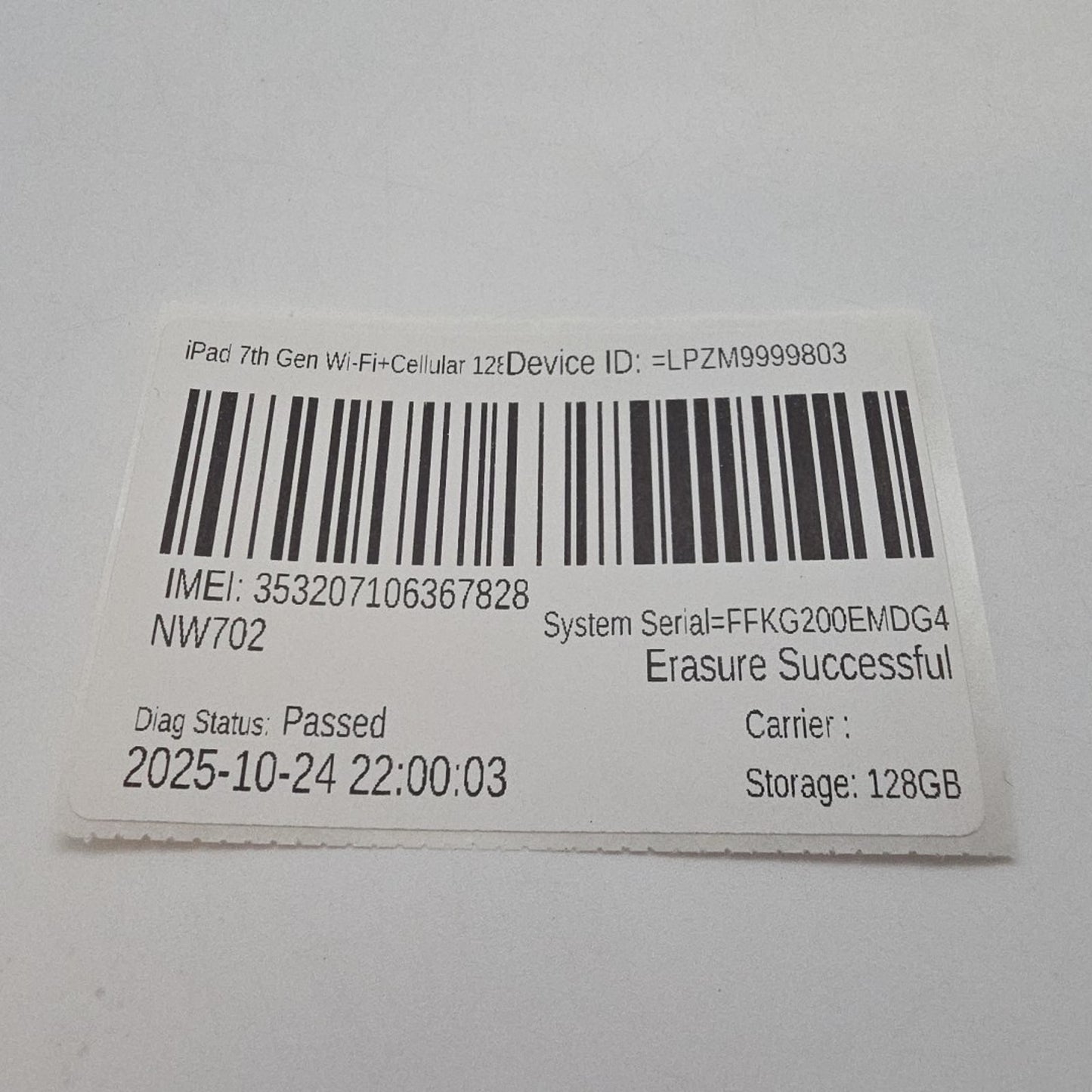 Apple iPad 7th Gen 10.2" 128GB WiFi Cellular A2200 Gray