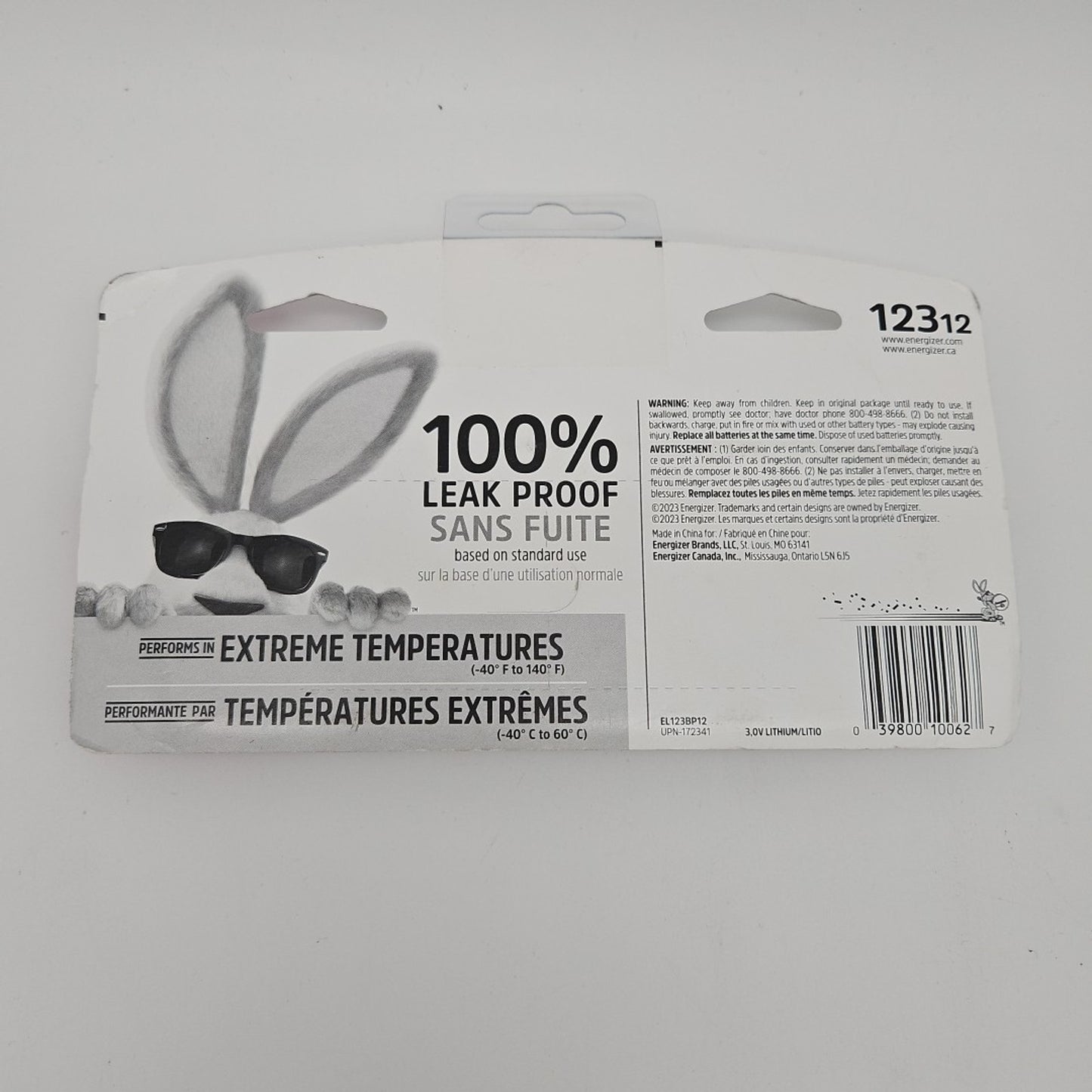 Energizer 123 3V LITHIUM Batteries 12 count 12/2033 Exp