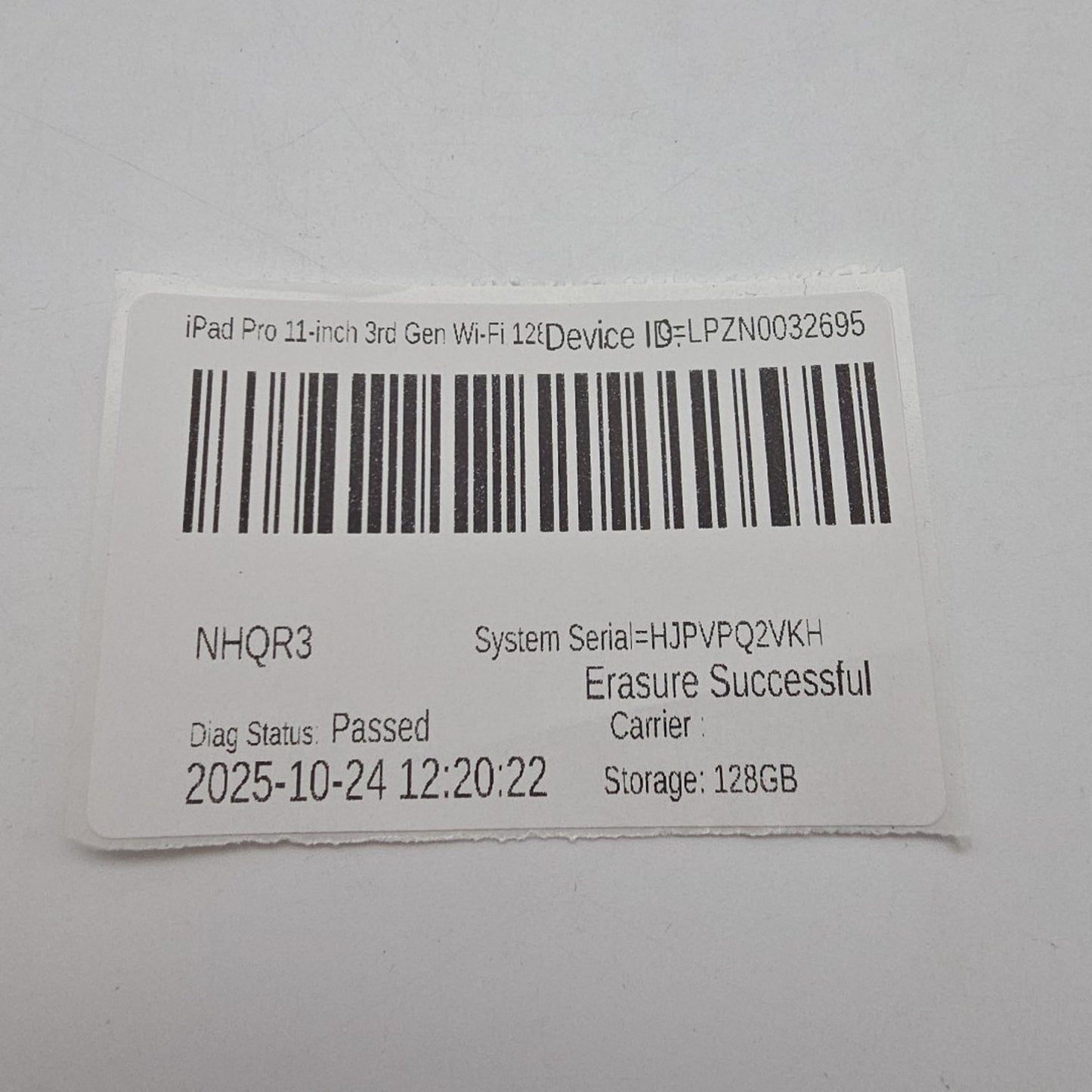 WiFi Only Apple iPad Pro 11" 3rd Gen 128GB Space Gray MHQR3LL/A - A2377