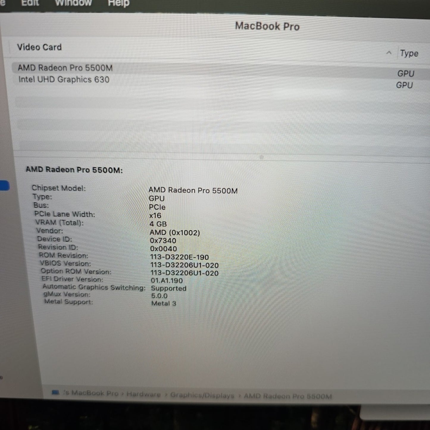 Apple Macbook Pro 16in Core i9 2.3GHz 1TB SSD 32GB A2141 Radeon Pro L128
