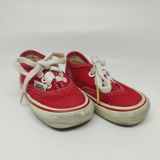 Vintage Vans Authentic Red Toddler Size 6 Lace Up Made In USA