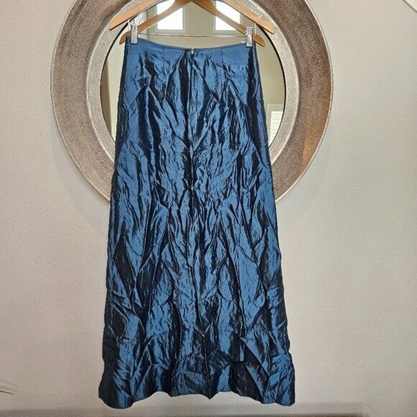 Vintage Jessica McClintock Millenium 2000 Y2K Metallic Blue Maxi Skirt