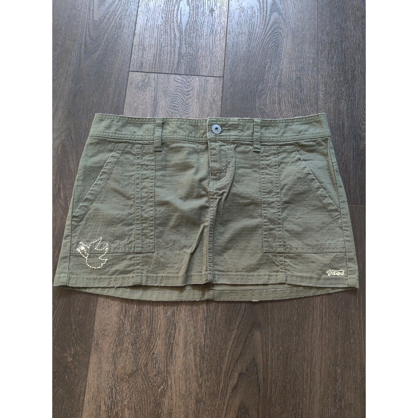 Vintage Y2K Vans Mini Skirt Size 7 Olive Green