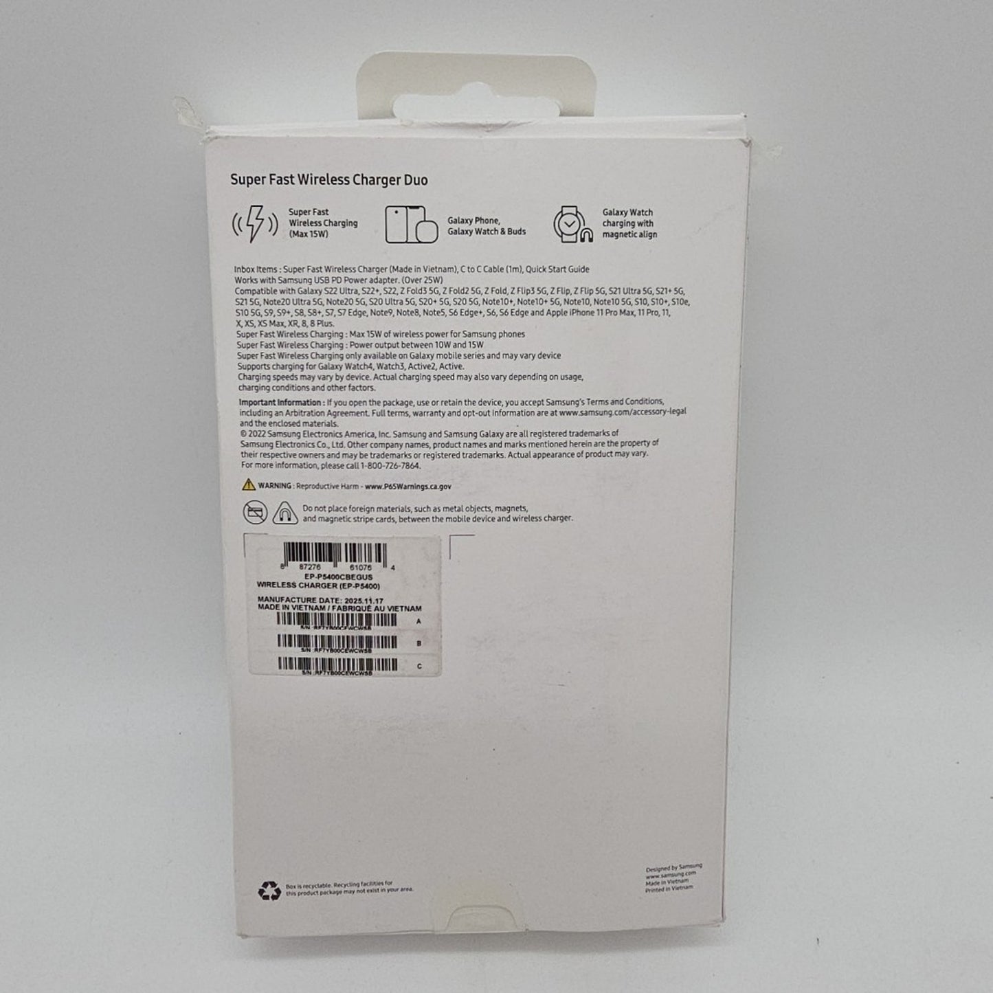 Samsung 15W Wireless Charger Duo Pad Only Dark Gray