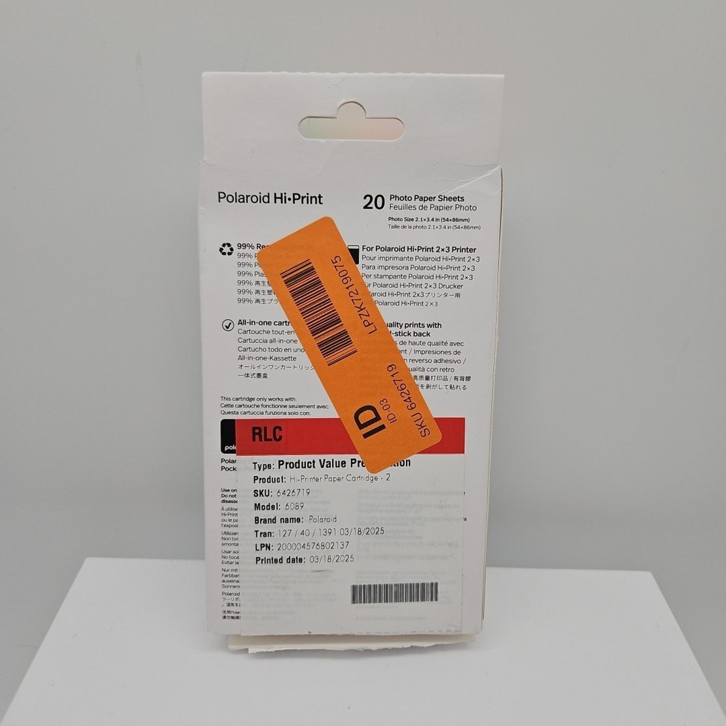 Polaroid Hi·Print 2x3 Paper Cartridge - 20 Sheets Cartridges Open Box