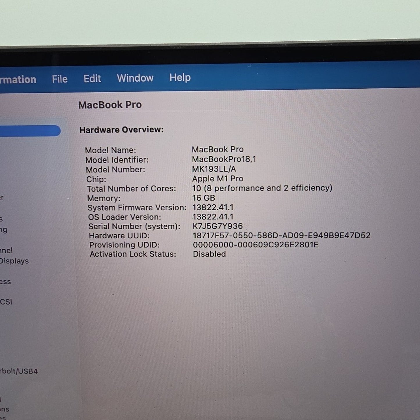 2021 Apple MacBook Pro 16" M1 Pro 10-CPU 16-GPU 16GB RAM 512GB SSD Gray L204