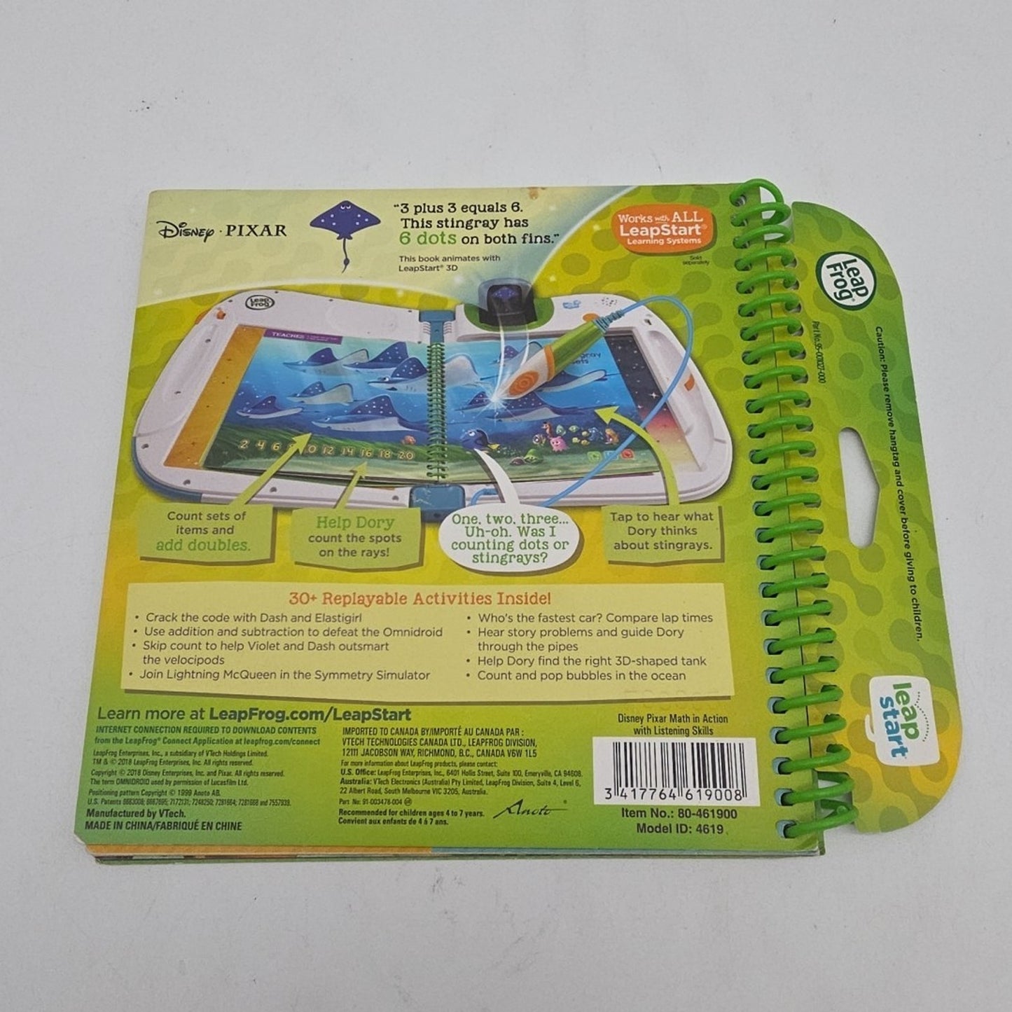 LeapFrog Leap Start 3D Kindergarten book — Disney Pixar MATH IN ACTION