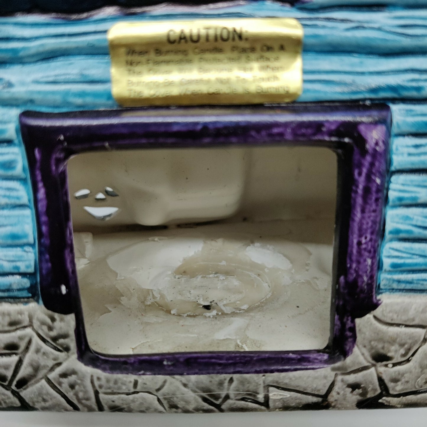 Vintage Russ Berrie Haunted House Ghosts Boo Boarded Door Candle Lighted