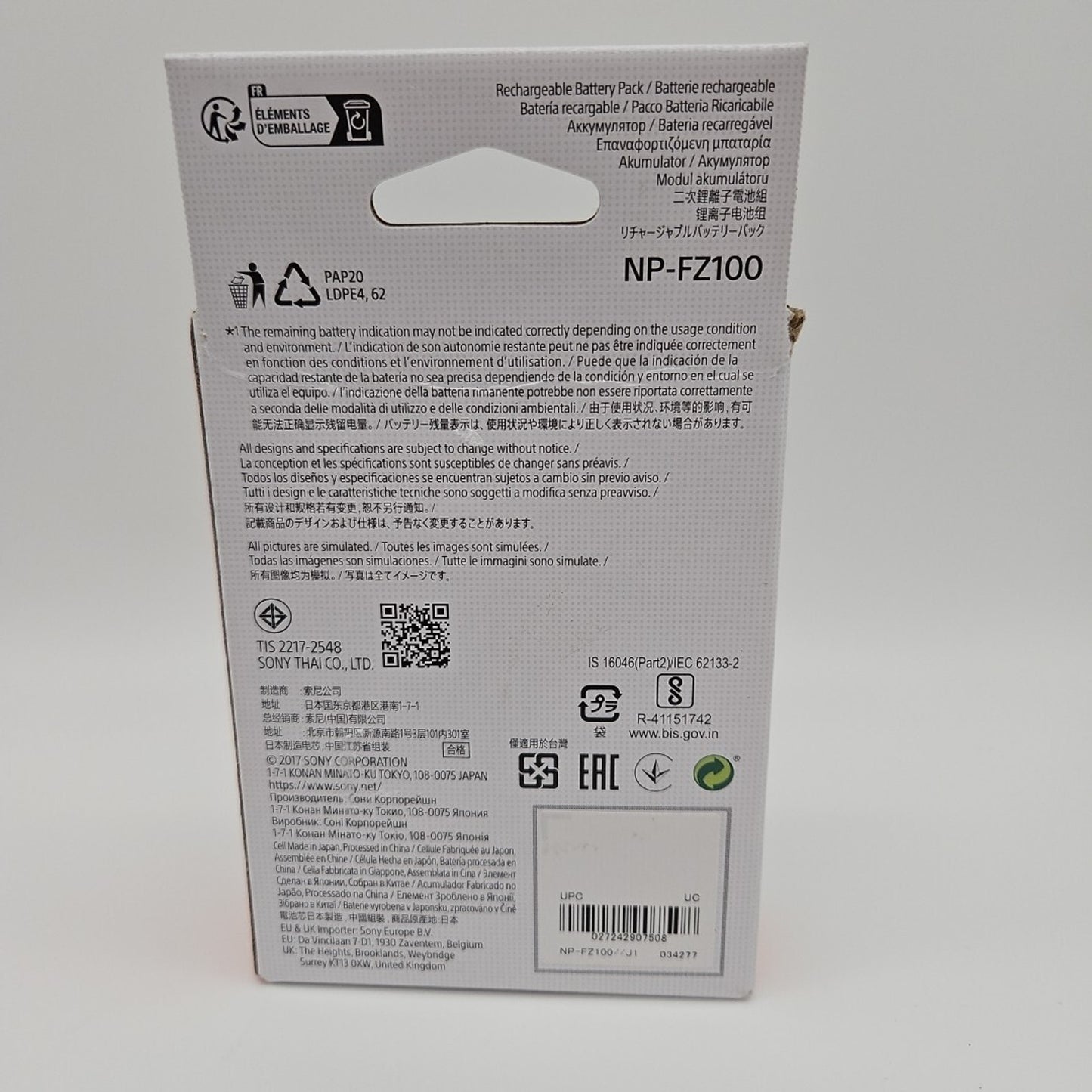 Genuine Sony - NP-FZ100 Rechargeable Lithium-ion Replacement Battery U