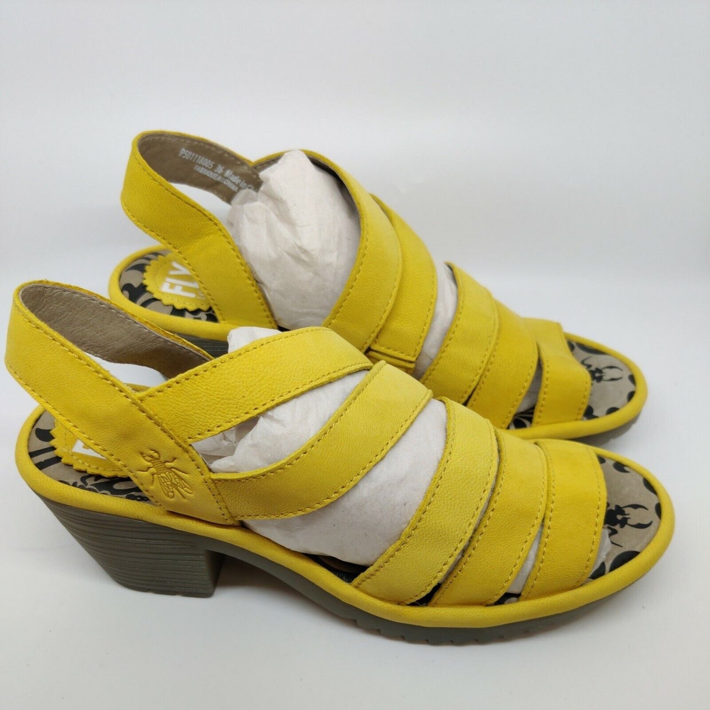 FLY London Bright Yellow Woze Leather Sandal Size 36