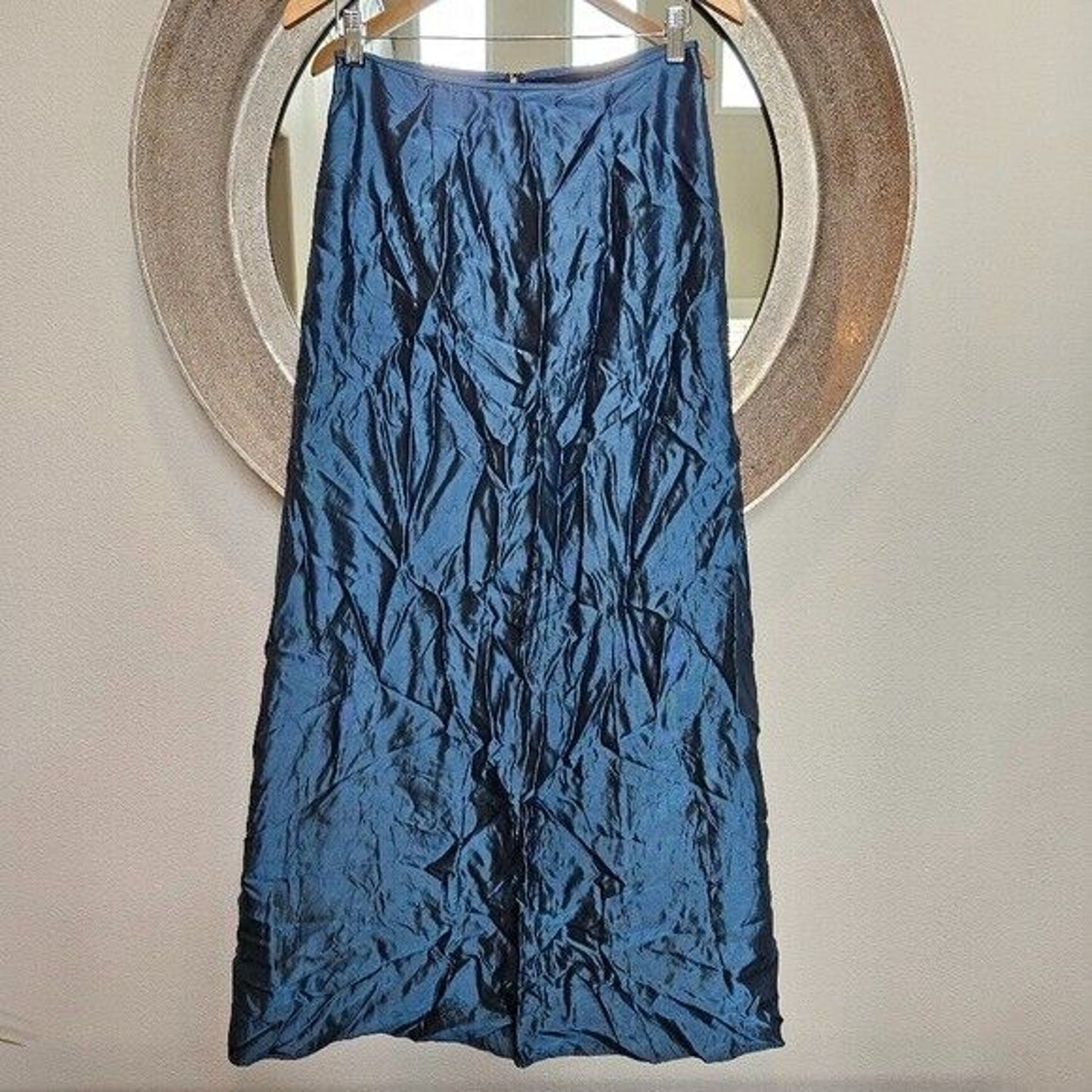 Vintage Jessica McClintock Millenium 2000 Y2K Metallic Blue Maxi Skirt