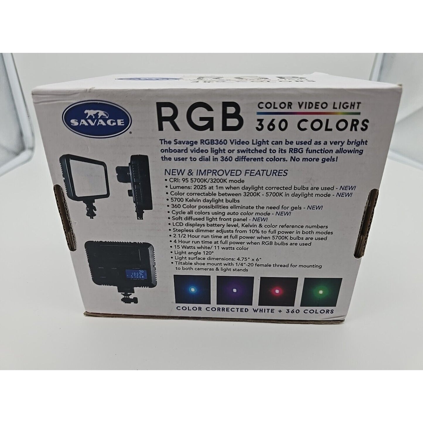 Savage RGB 360 LED Color Video Light w/ LCD Display RGB-VL - Battery Powered