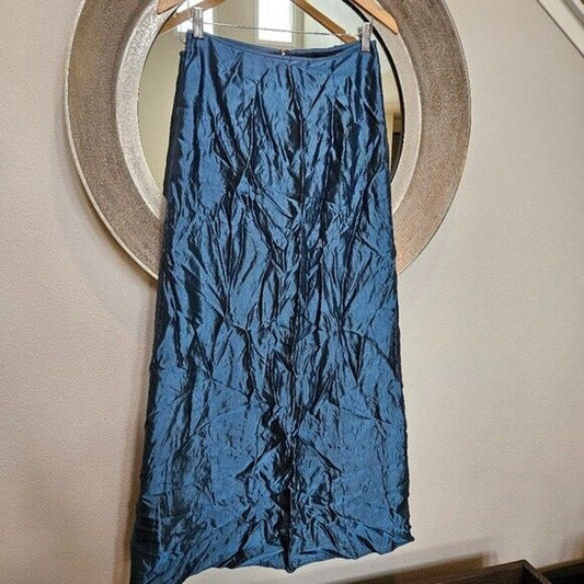 Vintage Jessica McClintock Millenium 2000 Y2K Metallic Blue Maxi Skirt