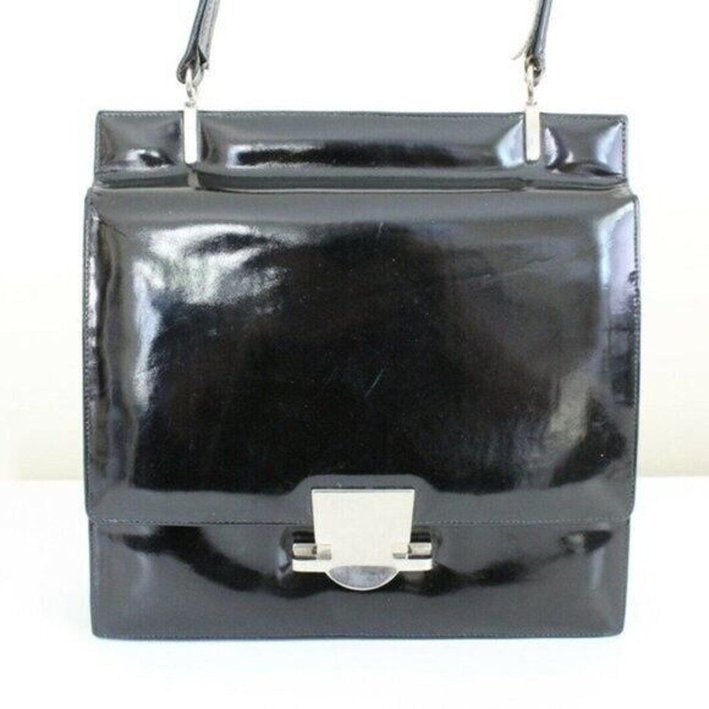 Vintage Black Patent Leather Purse Victor