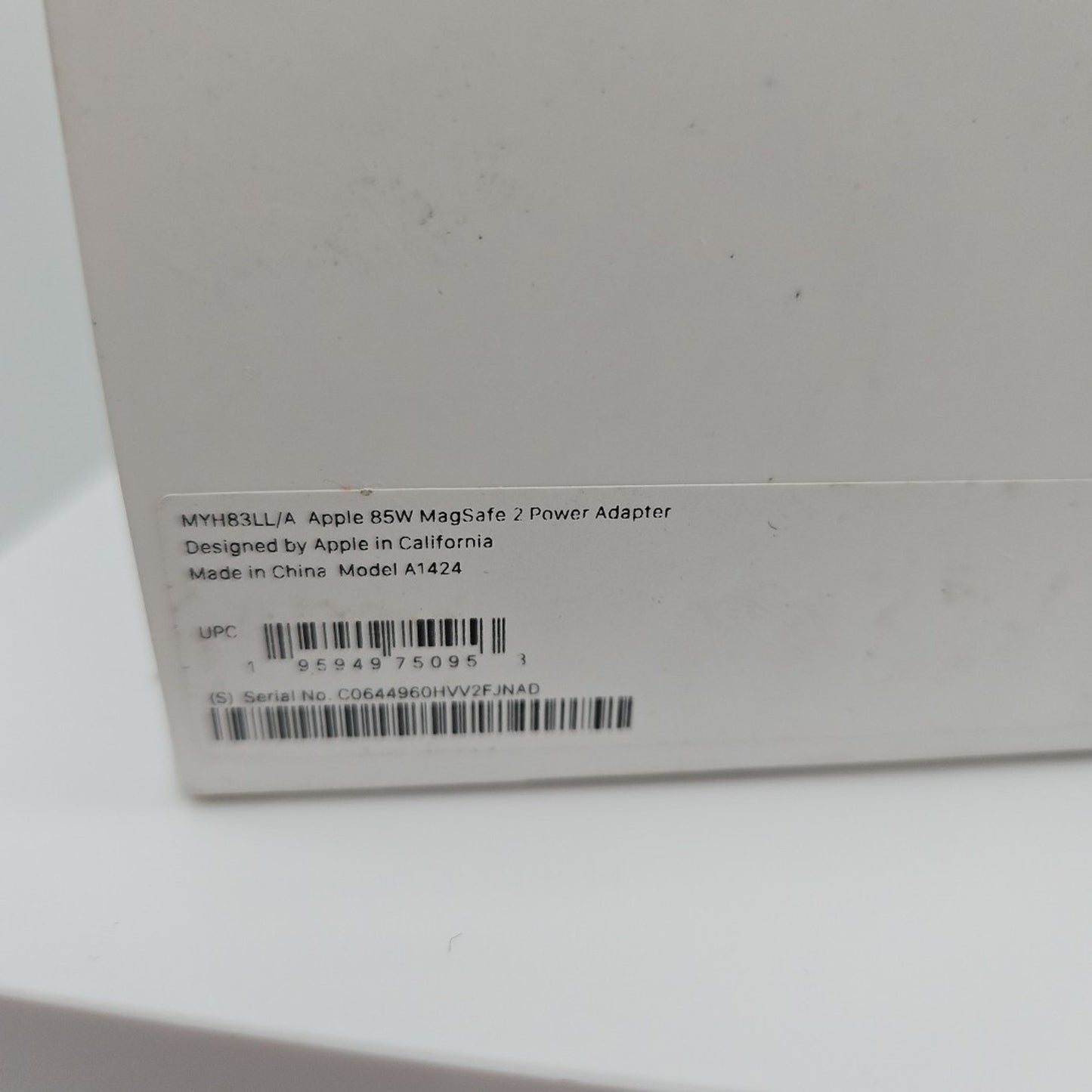 Apple MacBook 85W MagSafe 2 Power Adapter Charger A1424