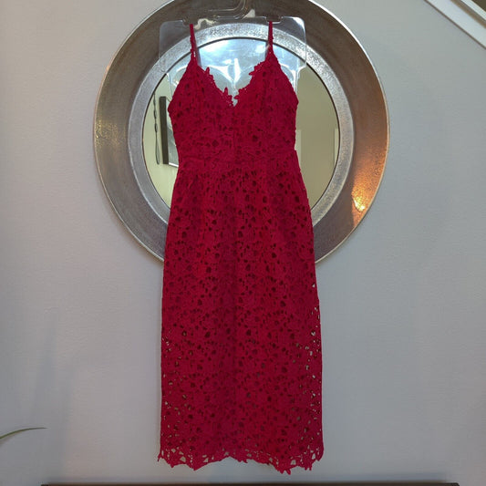 ASTR the label Sleeveless Lace Fit & Flare Midi Dress Red Size Medium