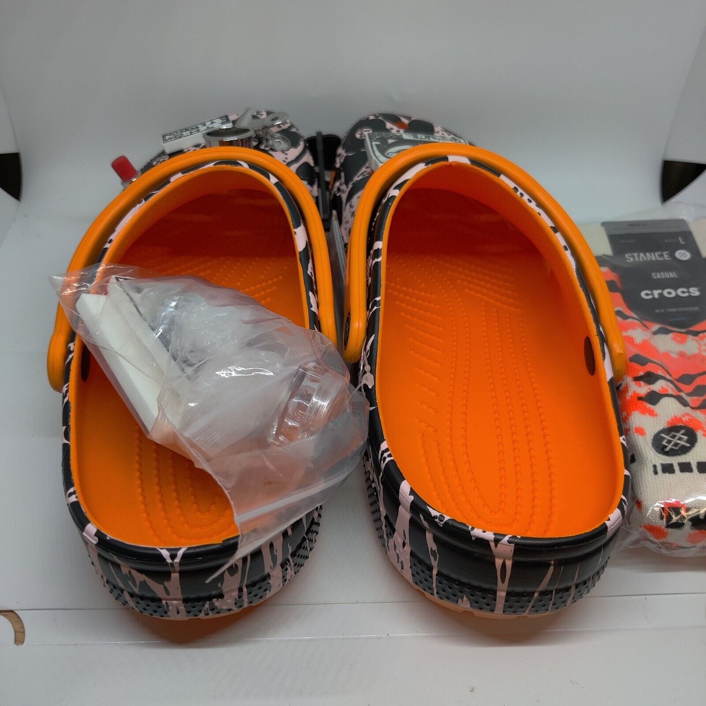 STANCE X B. THOM X CROCS Classic Clog Orange Black Socks