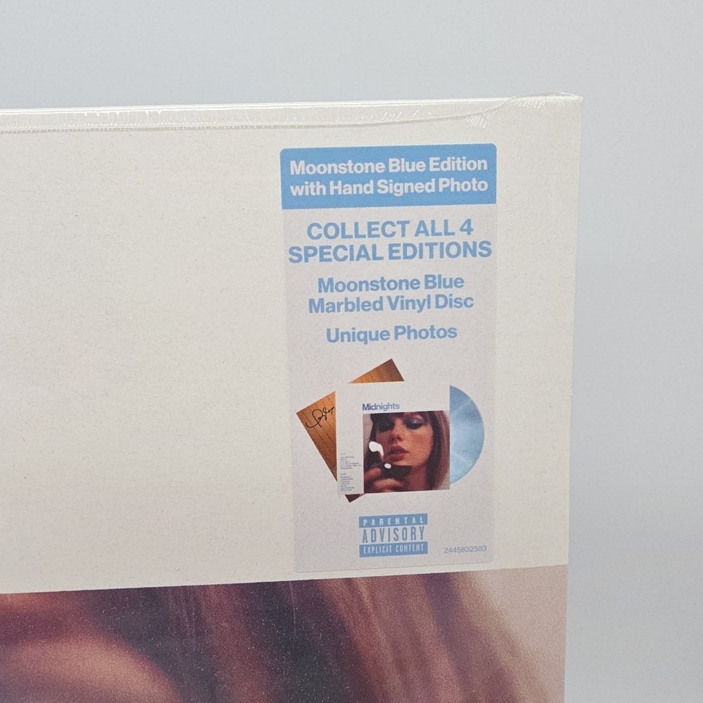 Signed NEW SEALED Taylor Swift Midnights Moonstone Blue Vinyl Autograph Insert