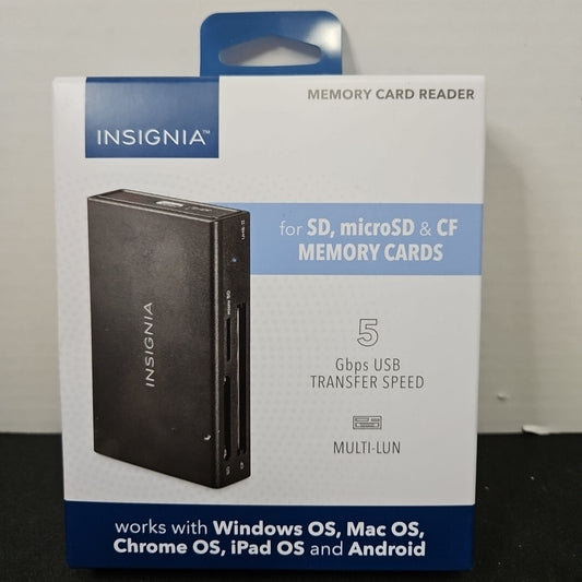 Insignia Memory Card Reader for SD, microSD and CompactFlash - Black - NS-CRDAC1