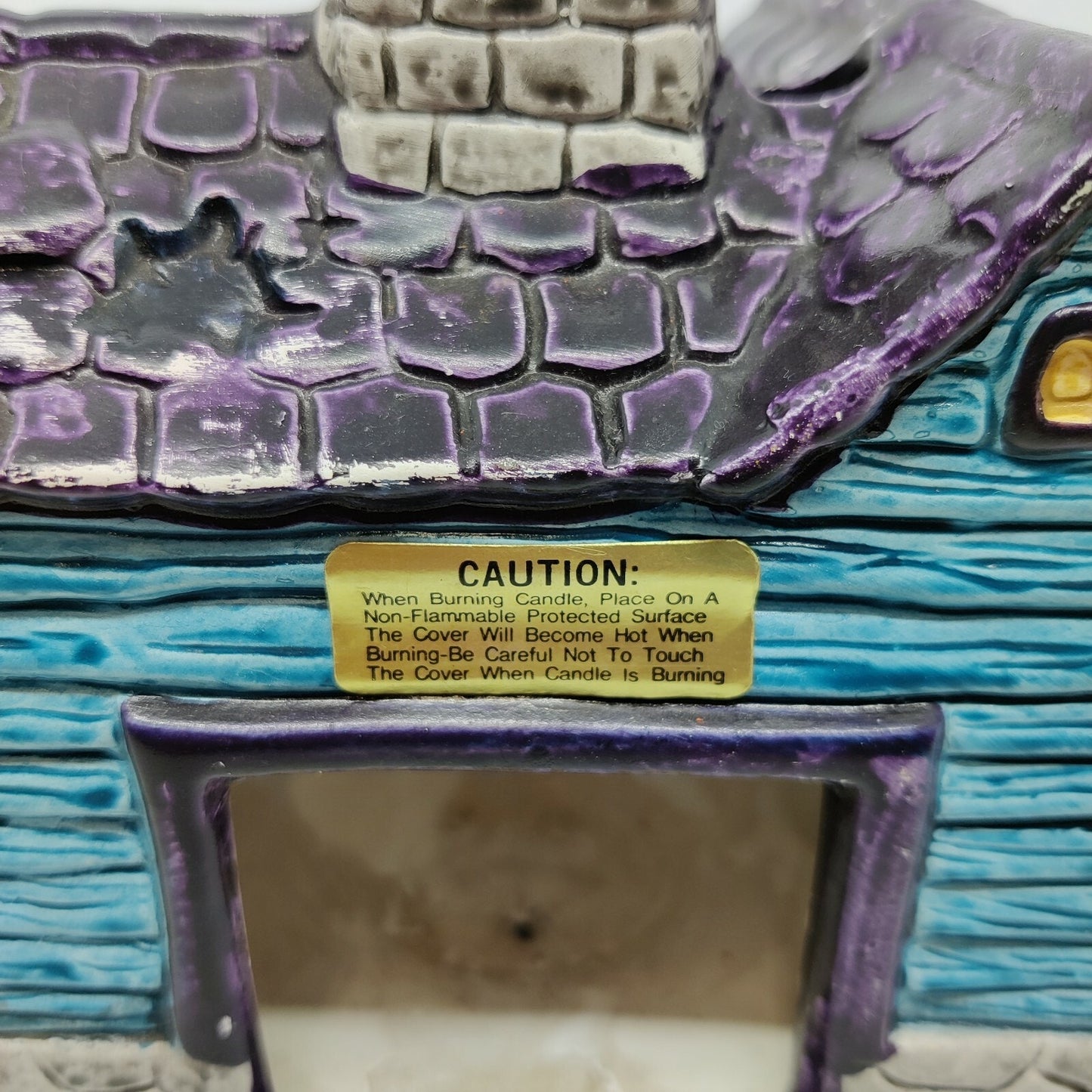 Vintage Russ Berrie Haunted House Ghosts Boo Boarded Door Candle Lighted