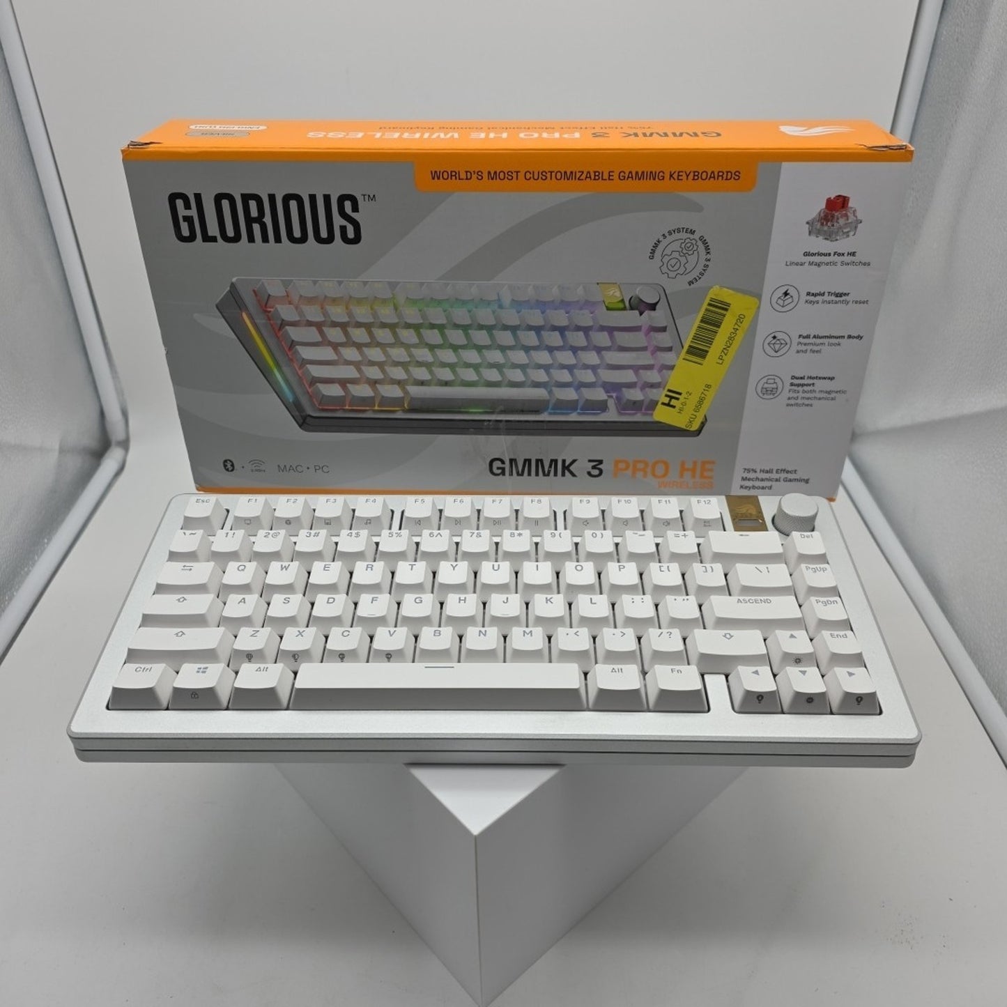 Glorious GMMK 3 PRO HE 75% Wireless Hall-Effect Linear Gaming Keyboard Silver