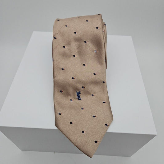 Vintage Yves Saint Laurent YSL Silk 1970s Logo Embroidered Men's Neck Tie