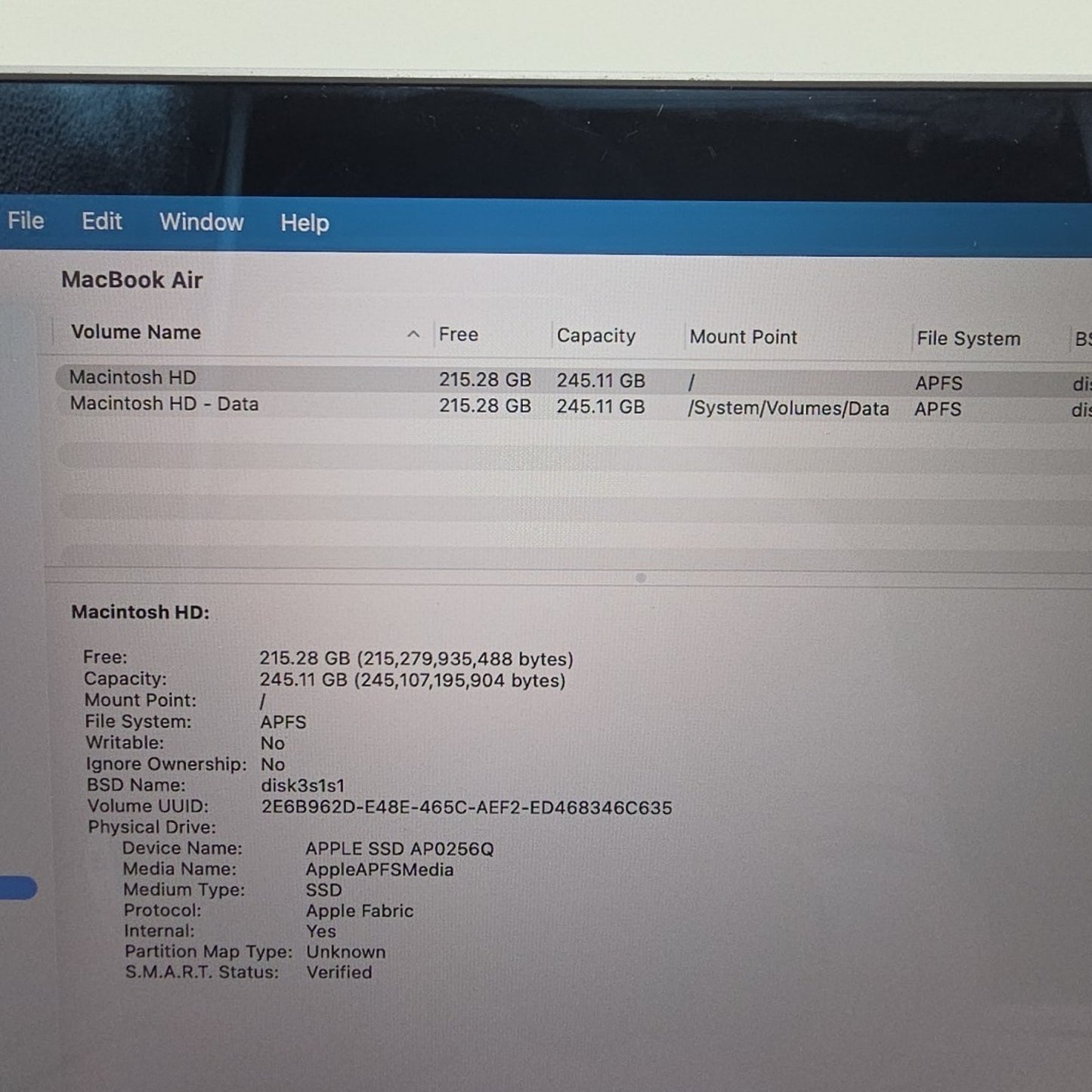 Apple MacBook Air 13” 2020 A2337 M1 Chip 8GB RAM 256GB SSD Space Gray L191