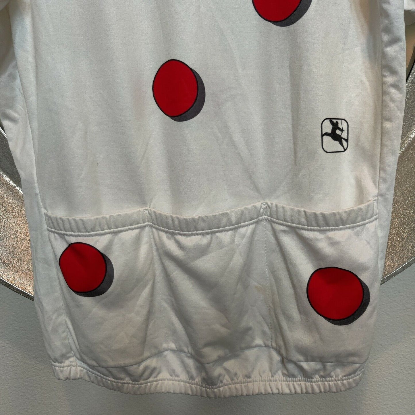 Vintage Giordana Mickey Mouse Cycling Top Extra Large XL White Red Polka Dot