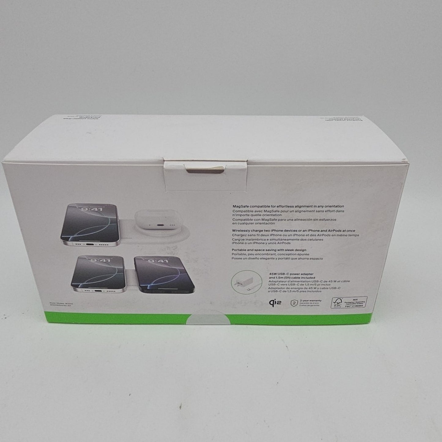 Belkin 15W Dual Qi2 Wireless Magnetic Charging Pad MagSafe iPhone Aripods