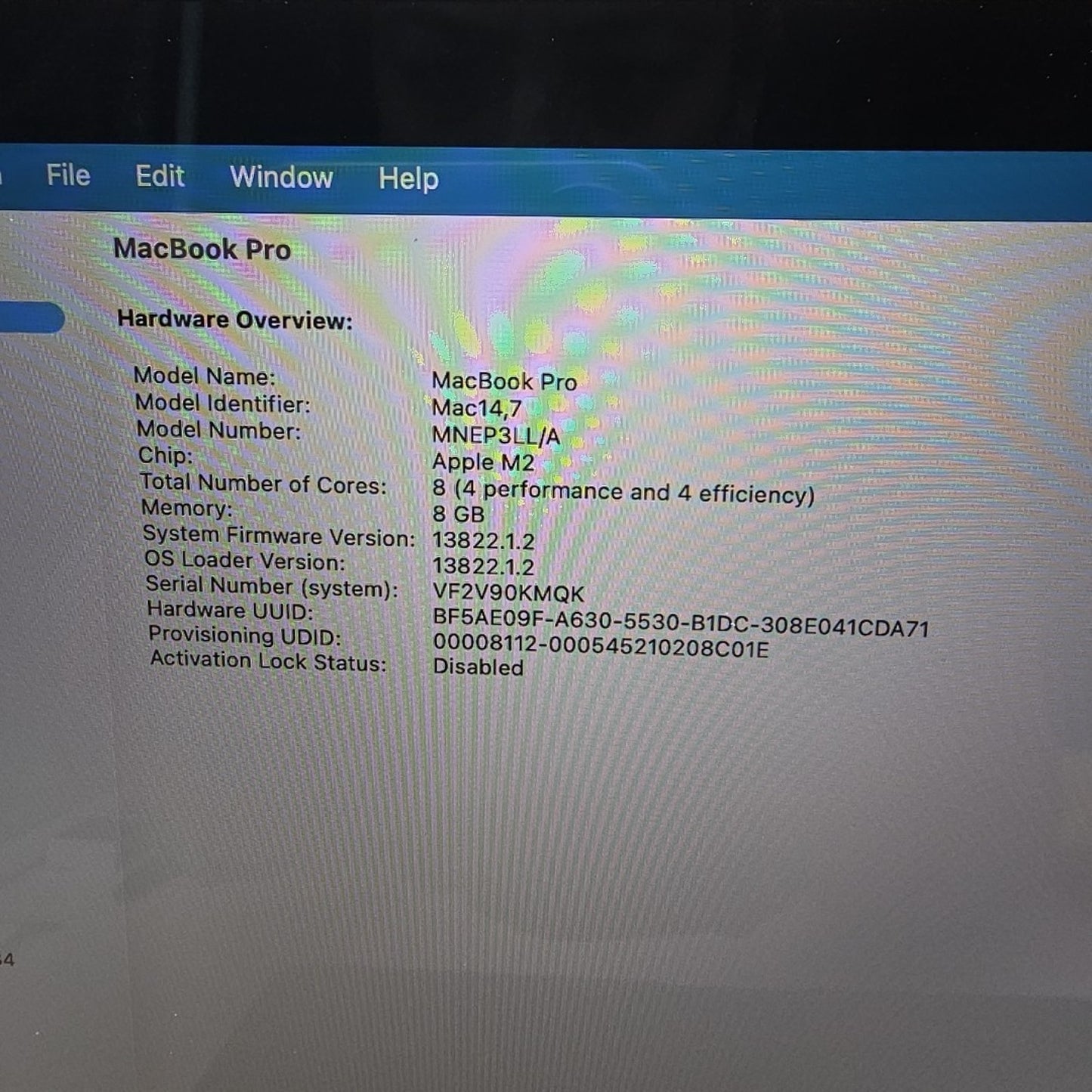 2022 Apple MacBook Pro 13.3" M2 8C 10CGPU 8GB 256GB MNEP3LL/A Silver A2338 L182