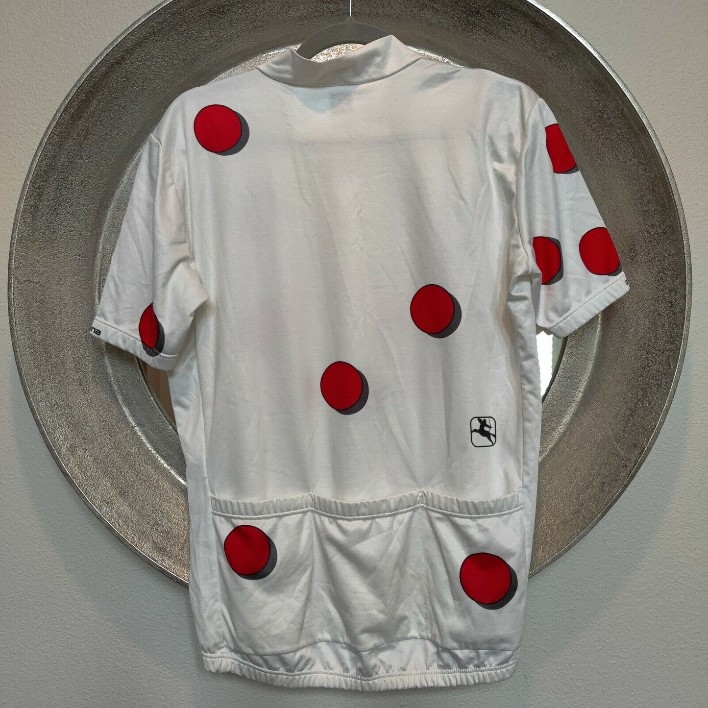 Vintage Giordana Mickey Mouse Cycling Top Extra Large XL White Red Polka Dot