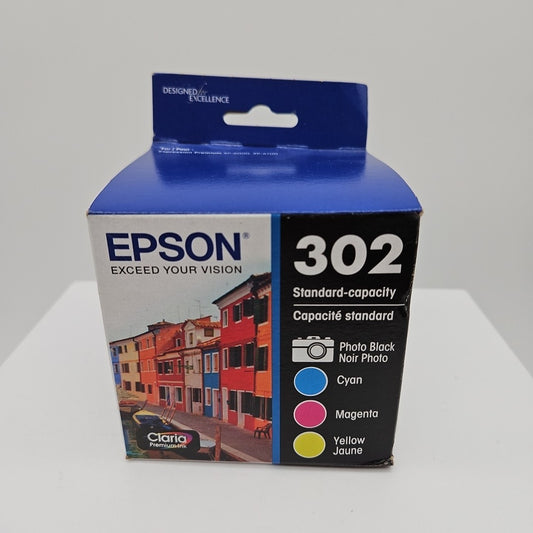 Genuine Epson 302 Photo Black Cyan Magenta Yellow Ink Cartridges Exp 02/26