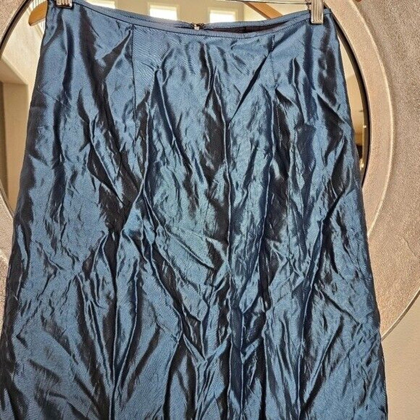 Vintage Jessica McClintock Millenium 2000 Y2K Metallic Blue Maxi Skirt