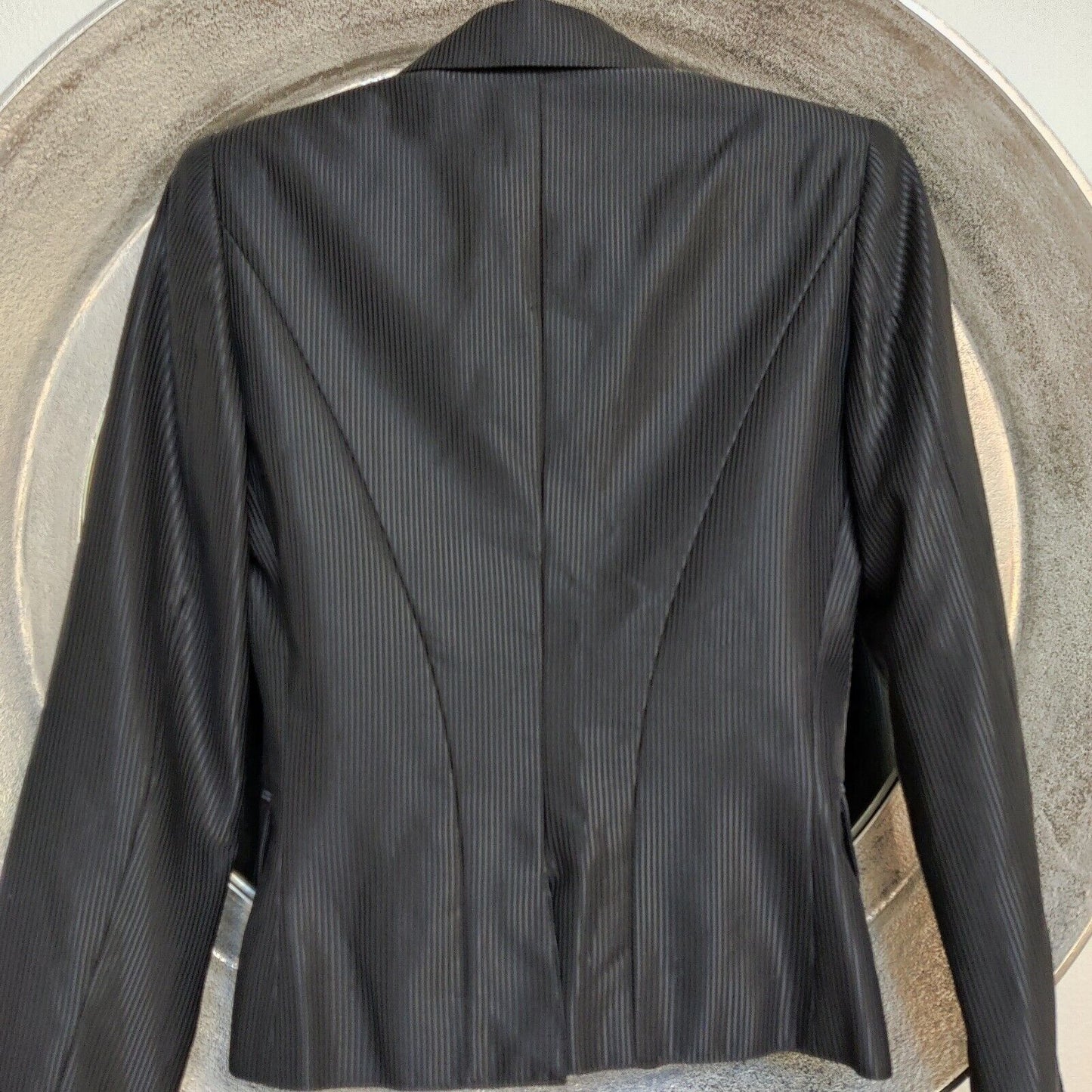 Just Cavalli Womens Blazer Jacket Black Striped Shiny Single Button Virgin Wool