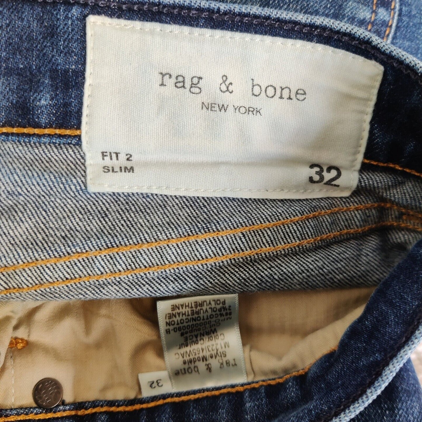 Rag & Bone Fit 2 Slim Jeans Size 32 M1223 WRNACE