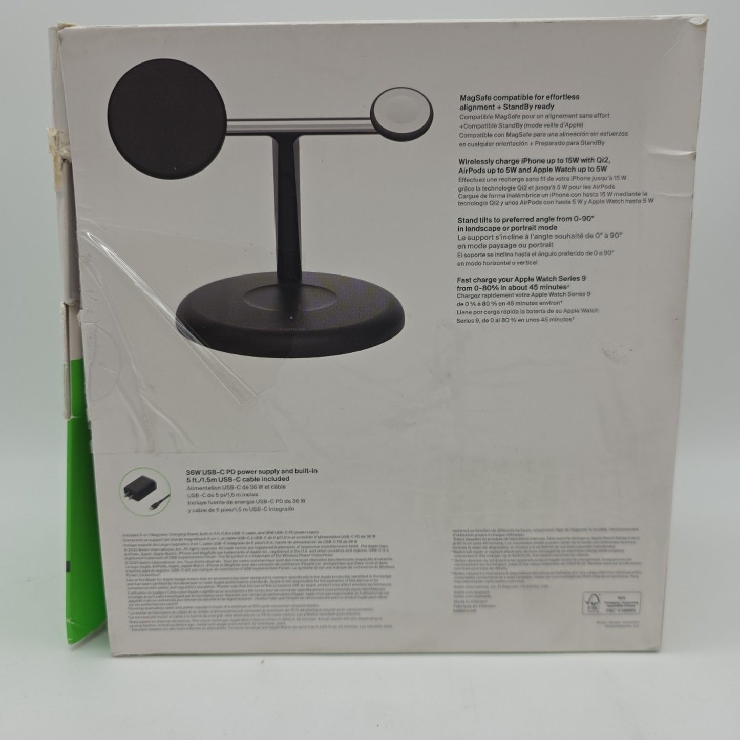 Belkin 3-in-1 Stand 15W Qi2 Wireless Charger iPhone/Watch/AirPods-Black