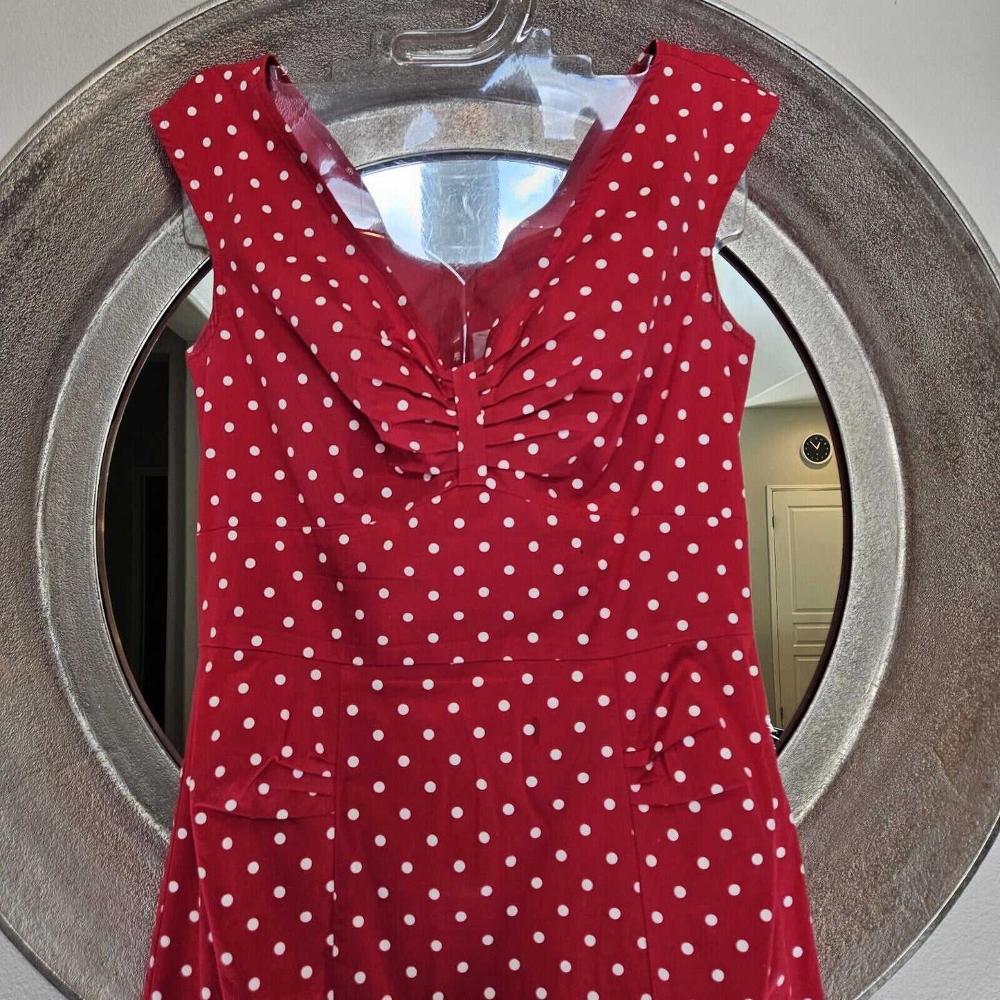 Stop Staring! Red Polka Dot Wiggle Dress Size XL