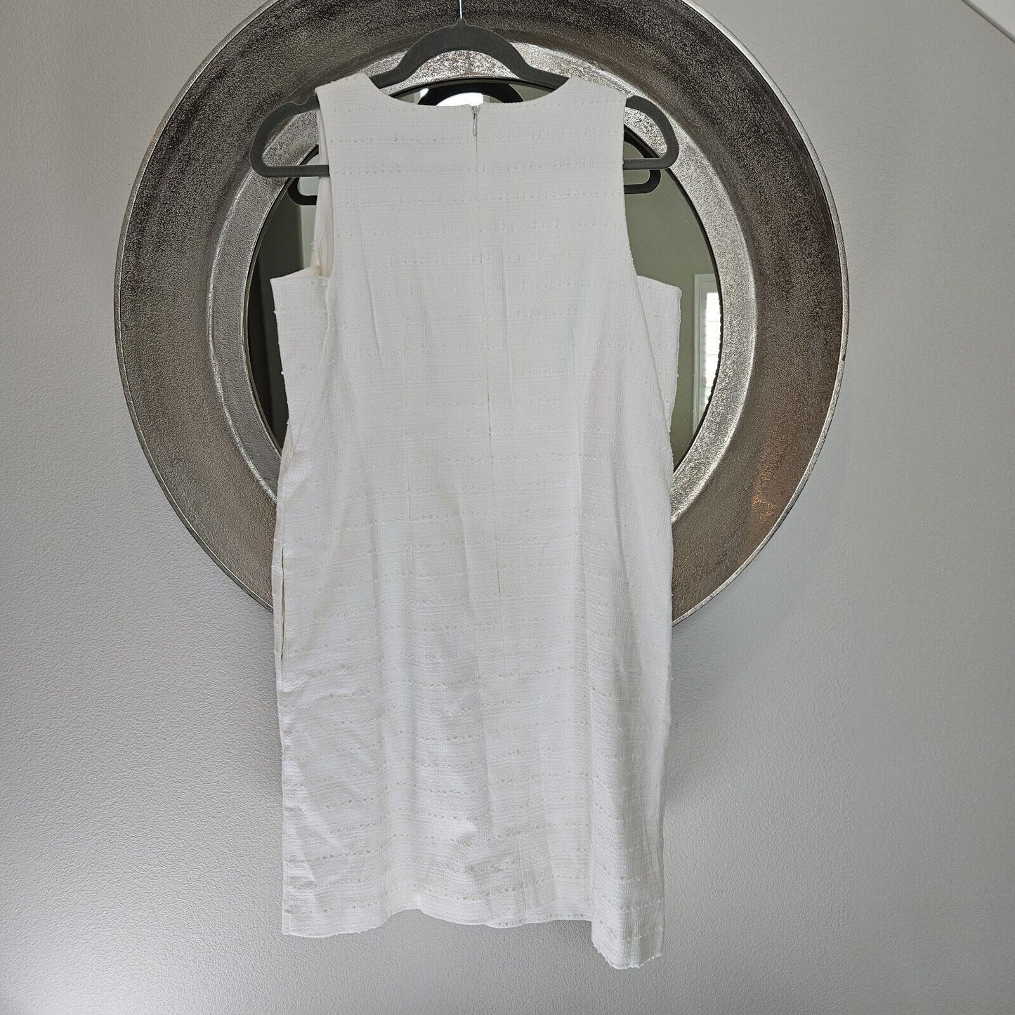 NEW LOFT White Textured Cotton Blend Sleeveless V Neck Dress w/ Pockets Size 6