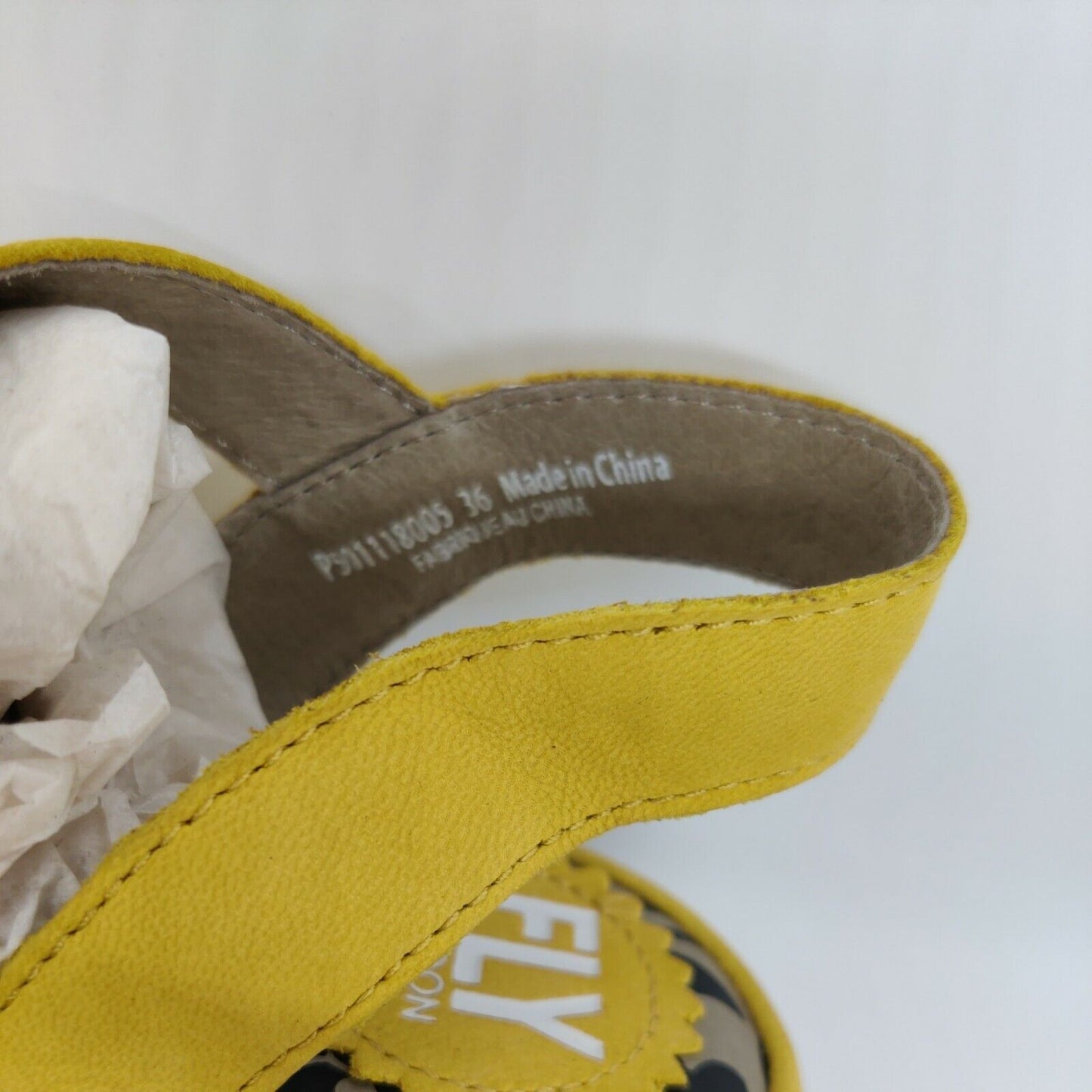 FLY London Bright Yellow Woze Leather Sandal Size 36