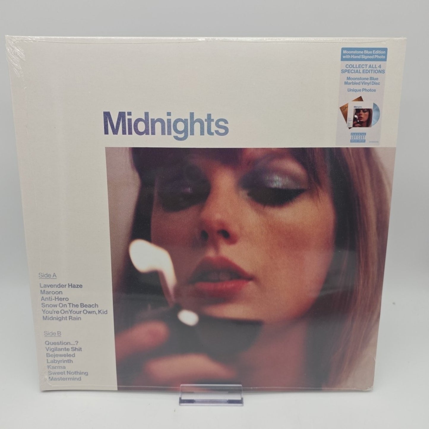 Signed NEW SEALED Taylor Swift Midnights Moonstone Blue Vinyl Autograph Insert