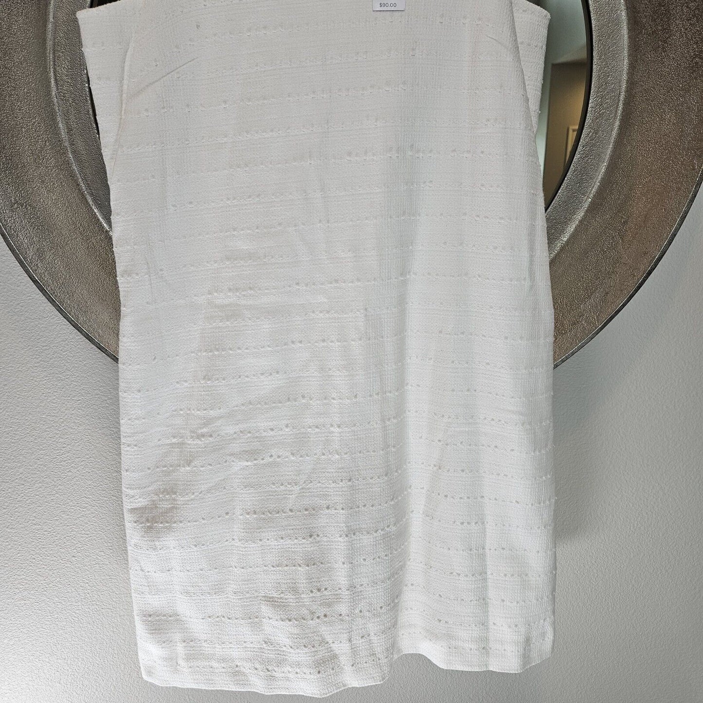 NEW LOFT White Textured Cotton Blend Sleeveless V Neck Dress w/ Pockets Size 6