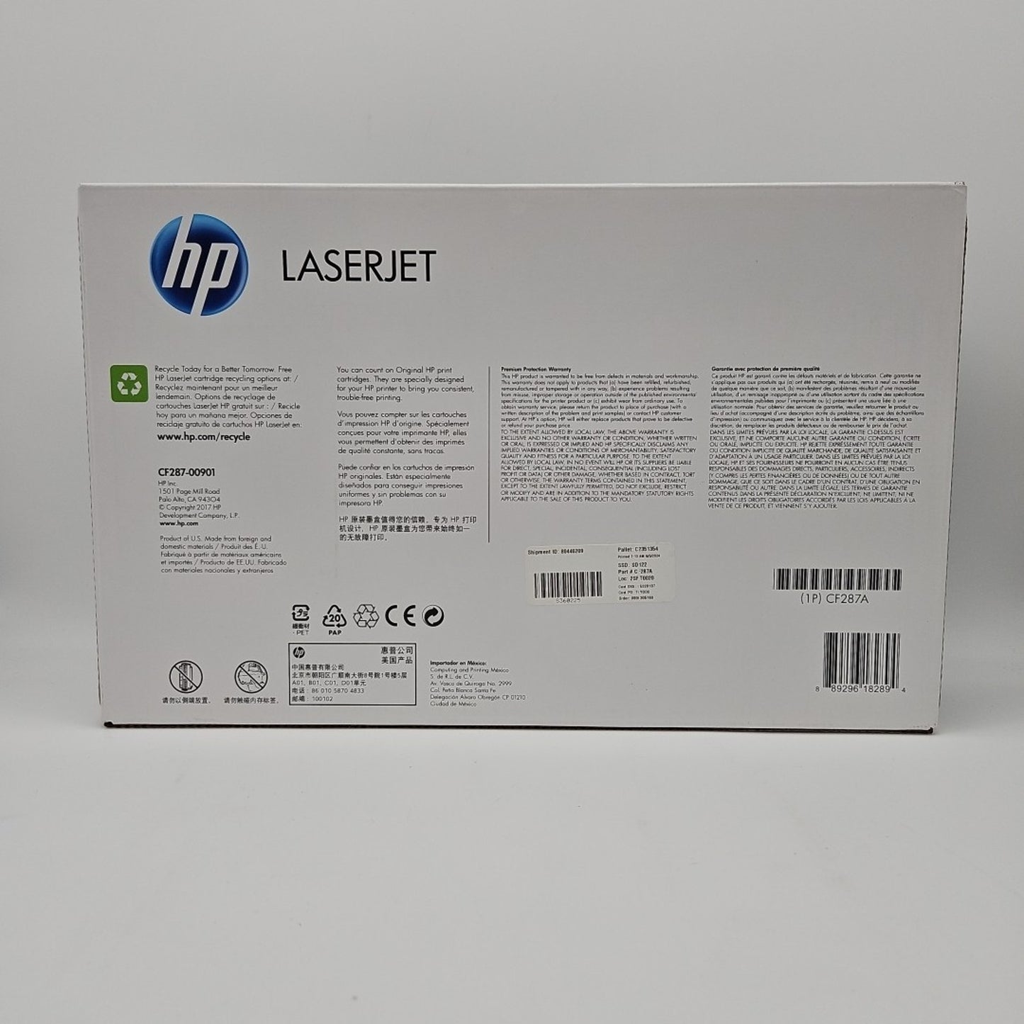 HP CF287A 87A Black Toner Print Cartridge, Works with M506, MF M527 - SEALED BOX