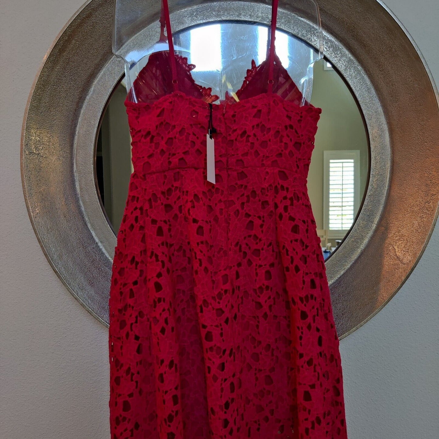 ASTR the label Sleeveless Lace Fit & Flare Midi Dress Red Size Medium