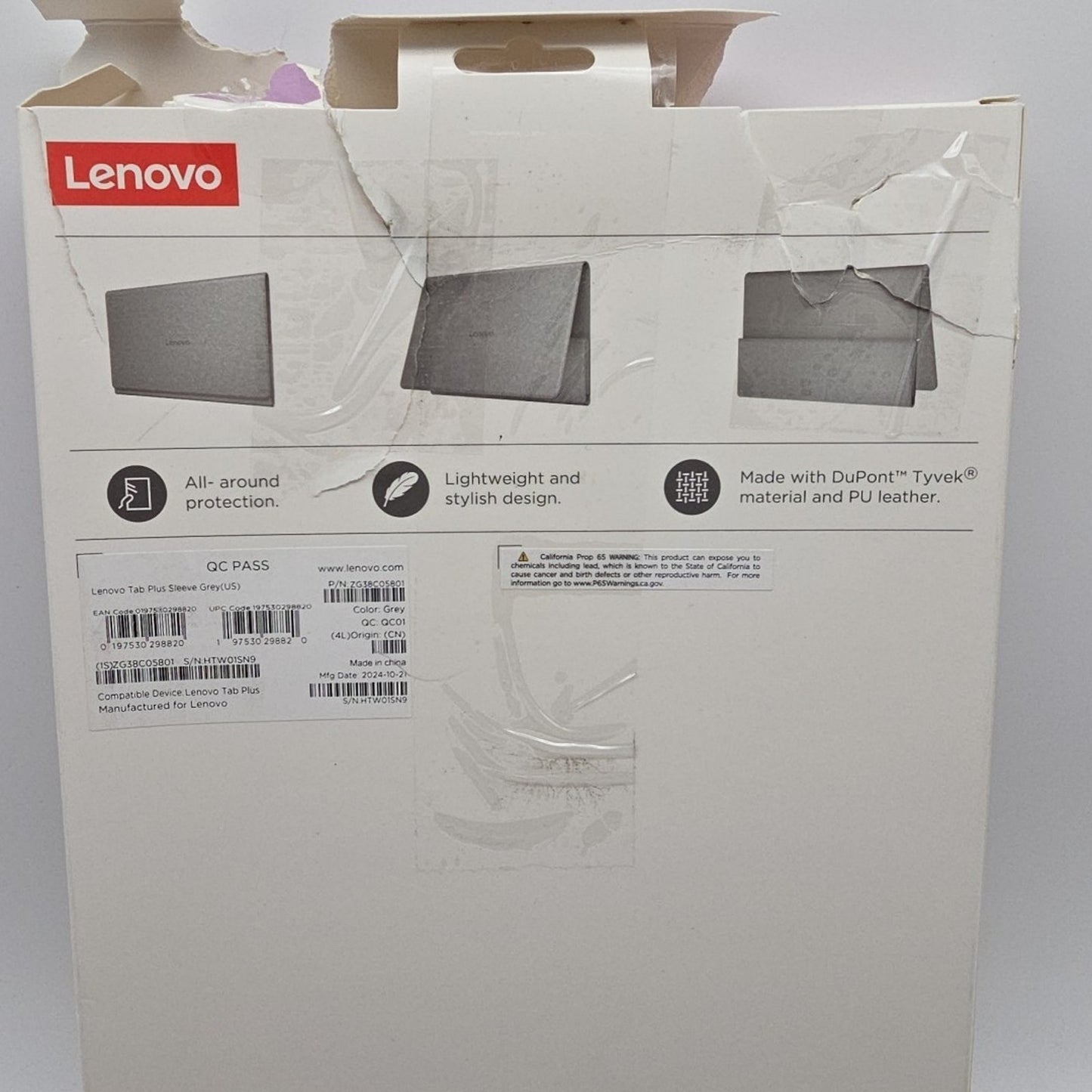 Lenovo Tab Plus Sleeve - Gray