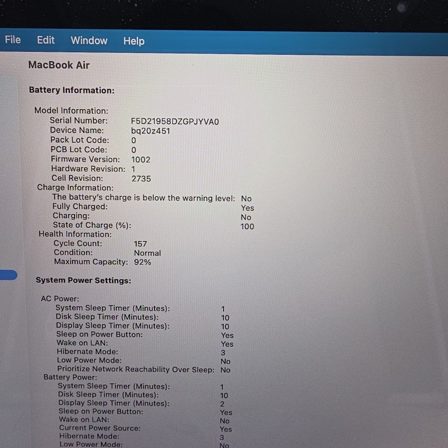 Apple MacBook Air M1 13” (2020) A2337 8GB RAM 256GB SSD Silver L197