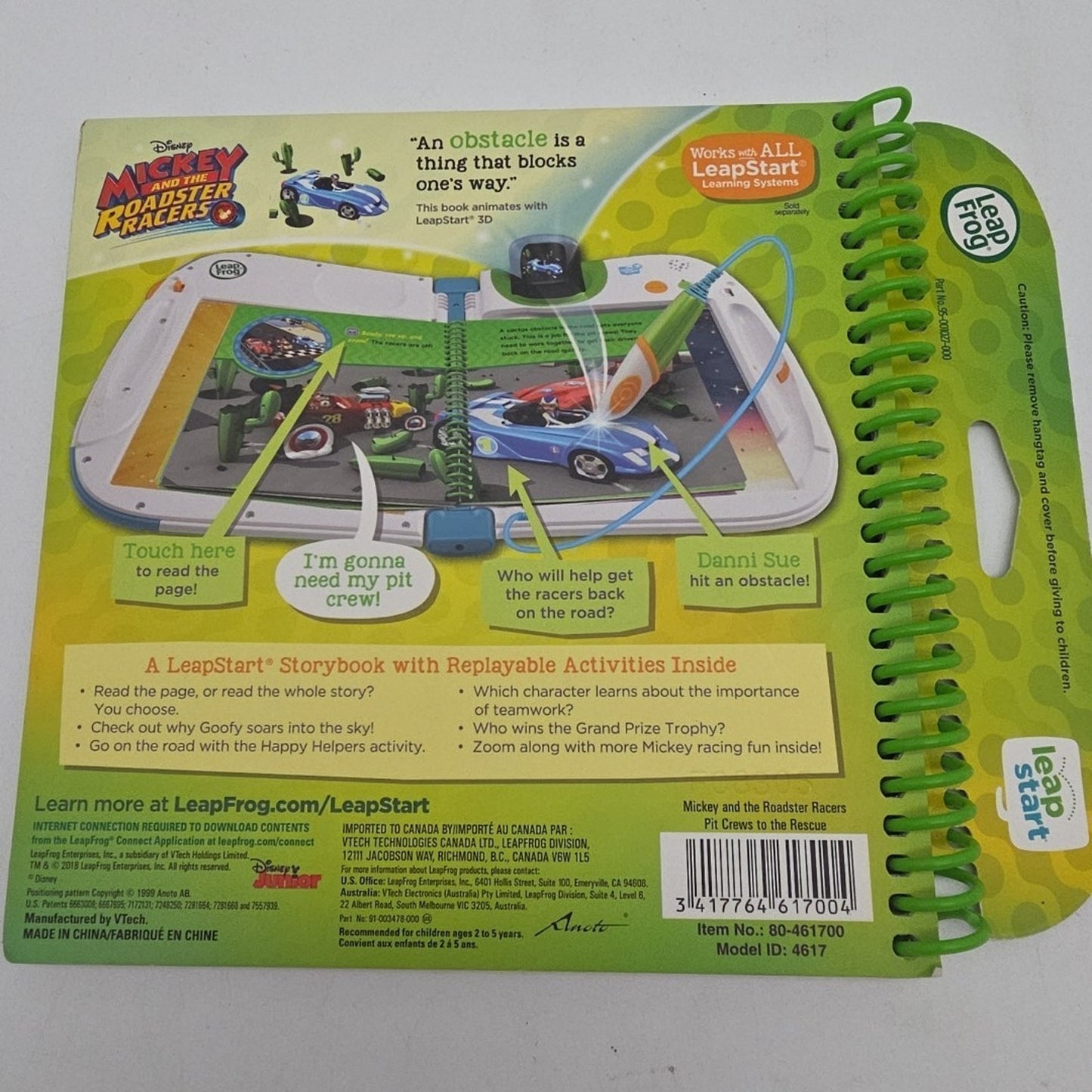 LeapFrog LeapStart 3D Disney Mickey Pit Crews Rescue Level 1 Book